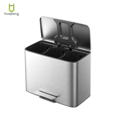 Αγορά 11.5L * 3 Ατσάλι από ανοξείδωτο χαλύβδινο κλειστό τετράγωνο πετάλι κάδο σκουπιδιών για γραφείο ηλεκτρονική κατασκευή