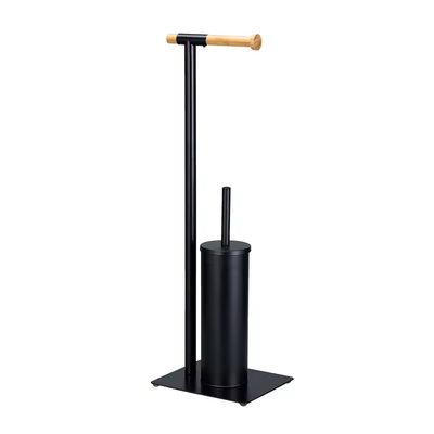 Αγορά 21*18*67cm Ανθεκτικός τύπος μπάνιο στέκεται από χάλυβα Μπαμπού Τοαλέτα χαρτί και βούρτσα για το σπίτι μπάνιο οικιακό ηλεκτρονική κατασκευή