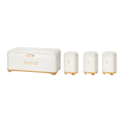 Σειρά Crown Metal Bread Bin Set Κουτάκι τσαγιού Κουτάκι καφέ Κουτάκι κουζίνας Αποθήκευση Κουτάκια ψωμιού Κουτάκι οργανωτής Κουτάκι με σιδηρούχο μέταλλο